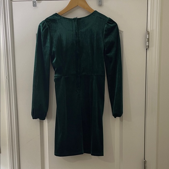 Ally B Long Sleeve Green Dress with Waist Tie - Picture 2 of 6